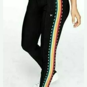 VS Pink Skinny Track Pants Zip Ankles Rainbow